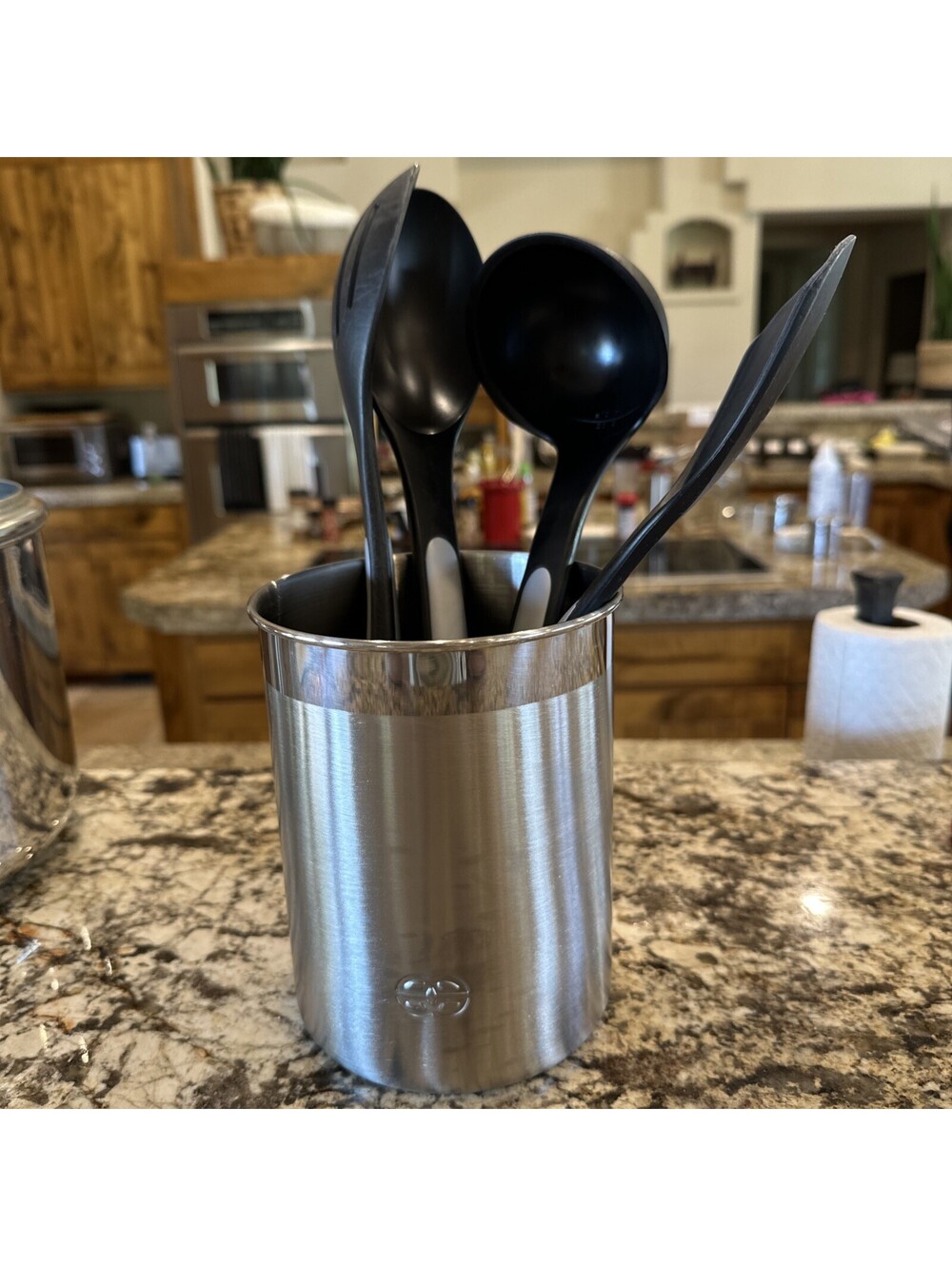 Calphalon Utensil Lot Brushed Stainless Crock Kitchen Utensil Tool Holder Caddy